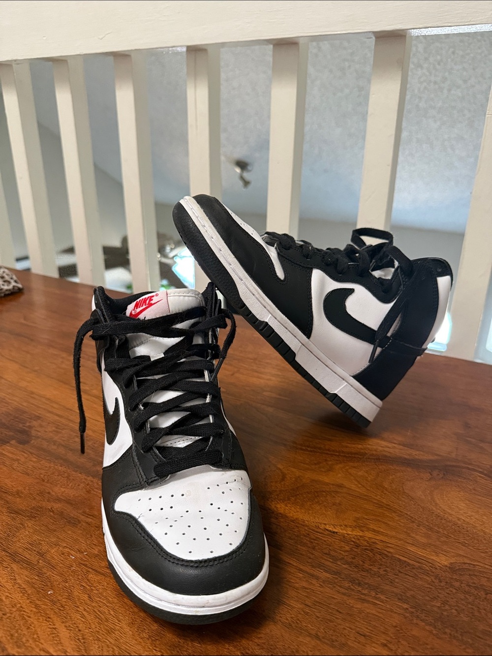 Nike woman’s  Black and White High-Top Sneakers - Picture 2 of 5